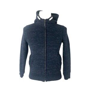 H&M Boy's Hoodie Blue Sharpa Lined Full Zip High Neck Outerwear Size Medium